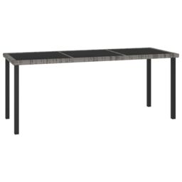 Berkfield Home Garden Dining Table Grey 180x70x73 cm Poly Rattan - Size: 180 x 70 x 73 cm