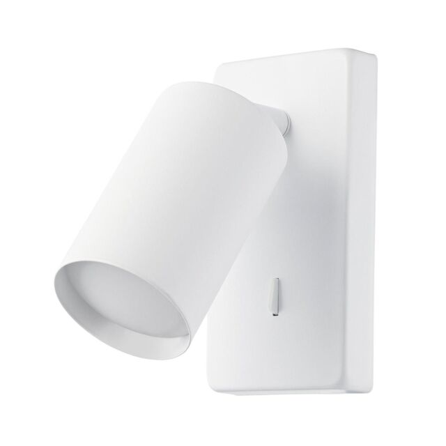 Happy Homewares Designer LED Powered Matte Metal Spot Wall Light Fitting with Switch in White - image 1