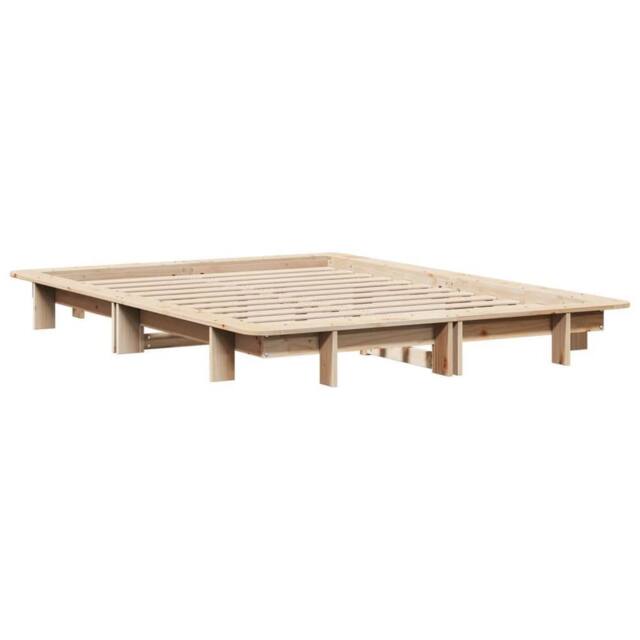 Berkfield Home Modern Bed Frame without Mattress 120x200 cm Solid Wood Pine in Light Brown - Size: Small Double - image 1