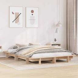 Berkfield Home Modern Bed Frame without Mattress 120x200 cm Solid Wood Pine in Light Brown - Size: Small Double - thumbnail 2