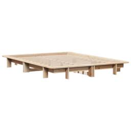 Berkfield Home Modern Bed Frame without Mattress 120x200 cm Solid Wood Pine in Light Brown - Size: Small Double - thumbnail 1