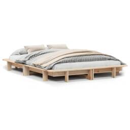 Berkfield Home Modern Bed Frame without Mattress 120x200 cm Solid Wood Pine in Light Brown - Size: Small Double - thumbnail 3