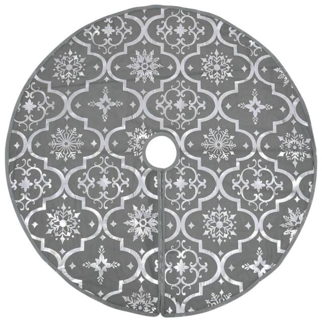 Berkfield Home Luxury Christmas Tree Skirt with Sock Grey 150 cm Fabric - image 1
