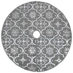 Berkfield Home Luxury Christmas Tree Skirt with Sock Grey 150 cm Fabric