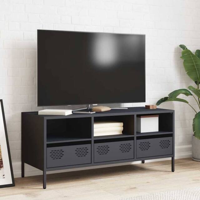 Berkfield Home TV Cabinet Anthracite 101.5x39x43.5 cm Cold-rolled Steel in Dark Grey - image 1