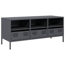 Berkfield Home TV Cabinet Anthracite 101.5x39x43.5 cm Cold-rolled Steel in Dark Grey - thumbnail 3