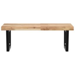 Berkfield Home Elegant Basin Shelf Wall Mounted Steel & Solid Wood Acacia in Light Tan - thumbnail 4