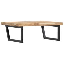 Berkfield Home Elegant Basin Shelf Wall Mounted Steel & Solid Wood Acacia in Light Tan - thumbnail 6