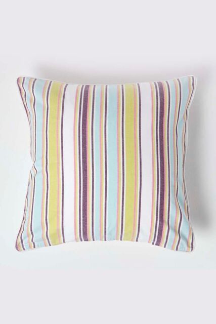 Homescapes Cotton Osaka Green Stripe Cushion Cover - Size: 30 cm x 50 cm - image 1