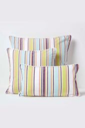 Homescapes Cotton Osaka Green Stripe Cushion Cover - Size: 30 cm x 50 cm - thumbnail 5