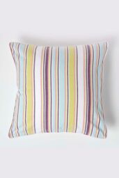 Homescapes Cotton Osaka Green Stripe Cushion Cover - Size: 30 cm x 50 cm