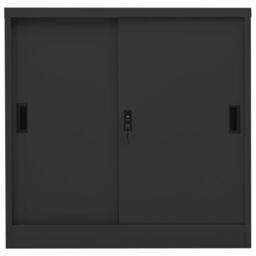 Berkfield Home Office Cabinet with Sliding Door Anthracite 90x40x90 cm Steel in Black - Size: 90 x 40 x 90 cm - thumbnail 2
