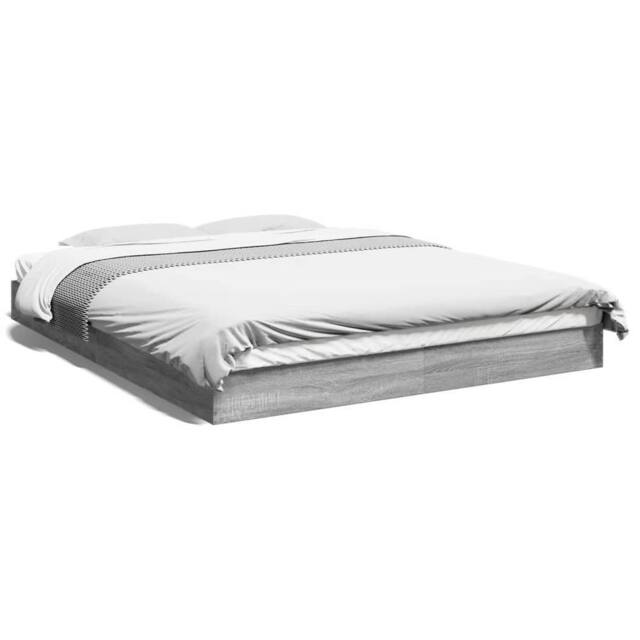 Berkfield Home Bed Frame without Mattress Grey Sonoma 160x200 cm Engineered Wood - image 1