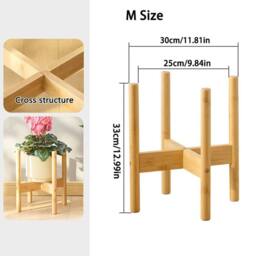 KORVIXA M Size Adjustable Bamboo Plant Shelf in Beige - Size: Medium - thumbnail 2