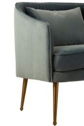 Orsina 2 Seater Dusky Blue Velvet Sofa For Lounge, Small Velvet Couch, Gold Finished Settee, Elegant Office Sofa Seat - thumbnail 5