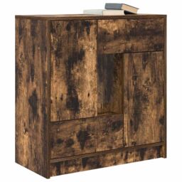 Berkfield Home Sideboard with Drawers & Doors Smoked Oak 70.5x34x74.5 cm in Brown - thumbnail 4