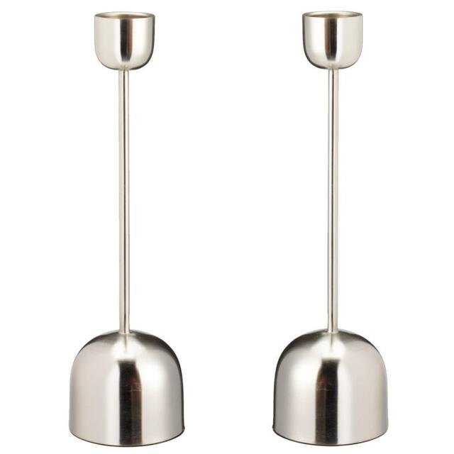 EONLION 2X 36cm Silver Metal Taper Candlestick Bell Candle Holder Stand - Size: 2X 36 cm - image 1