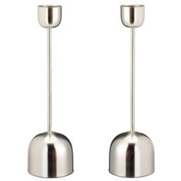 EONLION 2X 36cm Silver Metal Taper Candlestick Bell Candle Holder Stand - Size: 2X 36 cm - thumbnail 1
