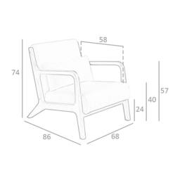 Angel Cerda White Fabric Armchair with Walnut Legs - thumbnail 8