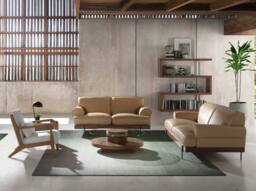 Angel Cerda White Fabric Armchair with Walnut Legs - thumbnail 4