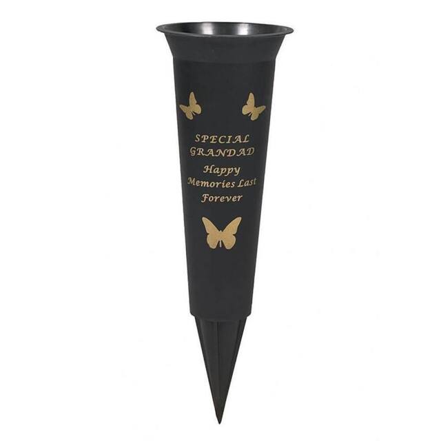 David Fischhoff Memorial Grave Plastic Spike Vase - Grandad in Black - image 1