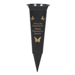 David Fischhoff Memorial Grave Plastic Spike Vase - Grandad in Black