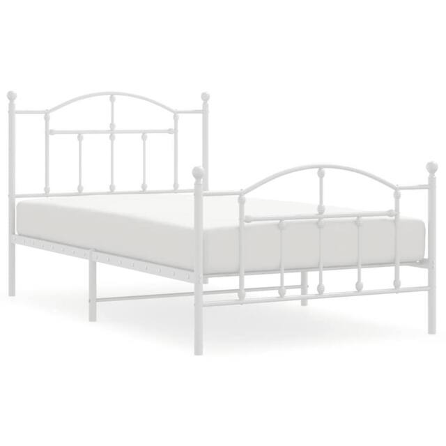 Berkfield Home Metal Bed Frame with Headboard & Footboard White 100x190 cm - image 1