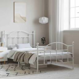 Berkfield Home Metal Bed Frame with Headboard & Footboard White 100x190 cm - thumbnail 2