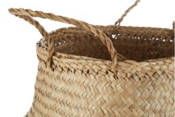 Orsina Black & Silver Medium Seagrass Basket, Decorative Seagrass Box, Stylish Storage Basket For Home, Or Closet in Gold - thumbnail 4