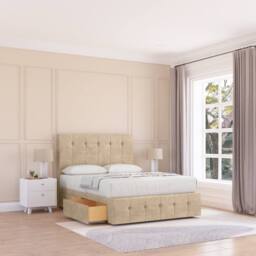 "Sloomy Cambridge Coniston Divan Base 4 Drawers-26"" Headboard & 12"" Footboard in Cream - Size: King" - thumbnail 3