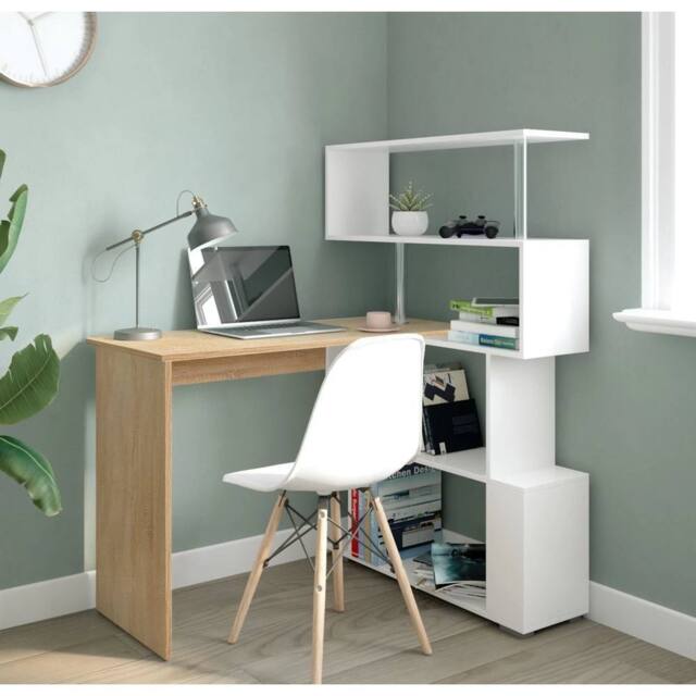 KORVIXA L-Shaped Desk Corner Computer Table in Brown - Size: 100 cm - image 1