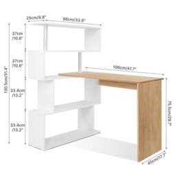 KORVIXA L-Shaped Desk Corner Computer Table in Brown - Size: 100 cm - thumbnail 2