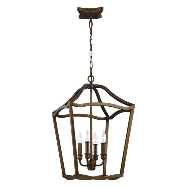 Loops 4 Bulb Ceiling Pendant Light Fitting Painted Aged Brass Finish LED E14 60W Bulb in Metallics