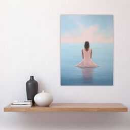 "Artery8 Wall Art Print Mindfulness Meditation Sea View Minimalist Serenity Poster in Blue - Size: W24"" x H32""" - thumbnail 4
