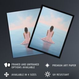 "Artery8 Wall Art Print Mindfulness Meditation Sea View Minimalist Serenity Poster in Blue - Size: W24"" x H32""" - thumbnail 2