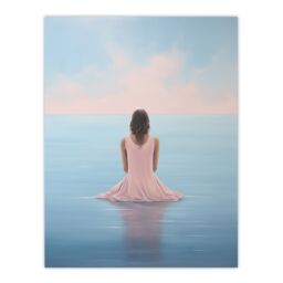 "Artery8 Wall Art Print Mindfulness Meditation Sea View Minimalist Serenity Poster in Blue - Size: W24"" x H32""" - thumbnail 1