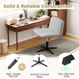 Costway Height Adjustable Office Chair Swivel Padded Task Chair w/120° Rocking in Grey - thumbnail 4