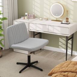 Costway Height Adjustable Office Chair Swivel Padded Task Chair w/120° Rocking in Grey - thumbnail 8