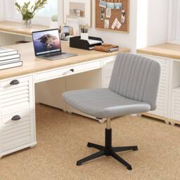 Costway Height Adjustable Office Chair Swivel Padded Task Chair w/120° Rocking in Grey - thumbnail 7