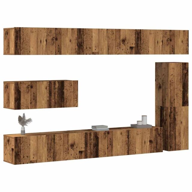 Berkfield Home 7 Piece TV Cabinet Set Wall-mounted Old Wood Engineered Wood - image 1