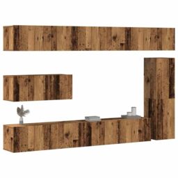Berkfield Home 7 Piece TV Cabinet Set Wall-mounted Old Wood Engineered Wood - thumbnail 1