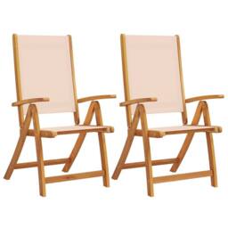 Berkfield Home Folding Garden Chairs 2 pcs Solid Wood Acacia & Textilene in Brown - thumbnail 1