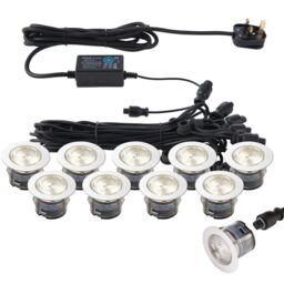 Loops IP67 Decking Plinth Light Kit 10x 45mm Colour Changing White Lamps Outdoor Rated - thumbnail 1