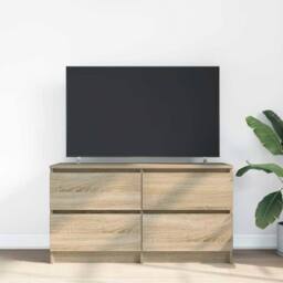 Berkfield Home TV Cabinet Sonoma Oak 100x35x54 cm Engineered Wood in Light Tan - Size: 100 x 35 x 54 cm - thumbnail 3
