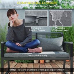 OUTSUNNY 4 Pieces Rattan Garden Furniture Set for 4 Person in Dark Grey - thumbnail 6