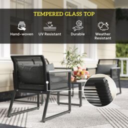 OUTSUNNY 4 Pieces Rattan Garden Furniture Set for 4 Person in Dark Grey - thumbnail 4