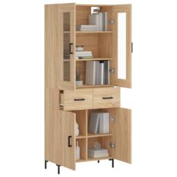 Berkfield Home Highboard Sonoma Oak 69.5x34x180 cm Engineered Wood in Brown - thumbnail 1