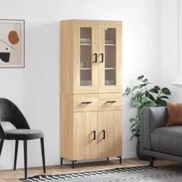 Berkfield Home Highboard Sonoma Oak 69.5x34x180 cm Engineered Wood in Brown - thumbnail 2