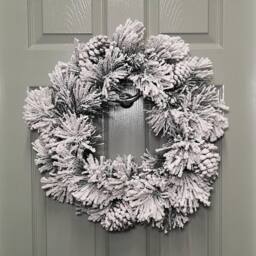 Samuel Alexander 50cm Premier Christmas Snow Flocked Door Wreath in White - thumbnail 9