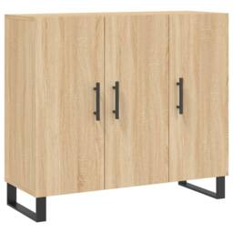 Berkfield Home Sideboard Sonoma Oak 90x34x80 cm Engineered Wood in Brown - Size: 90 x 34 x 80 cm - thumbnail 1